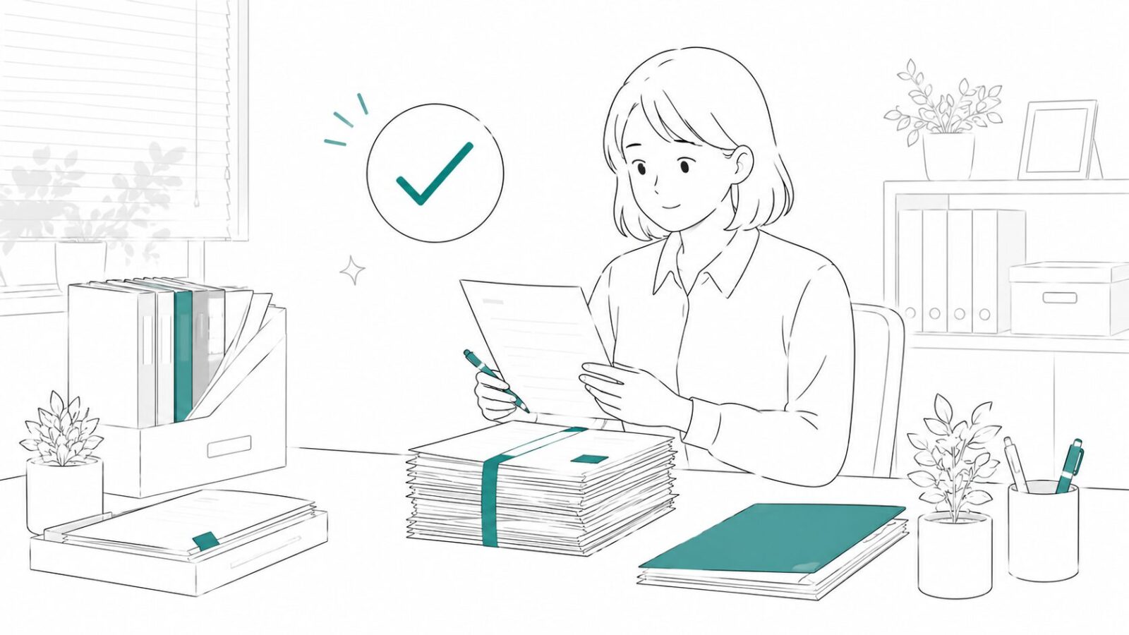 月遅れ請求に正しく対応する事務員のイラスト